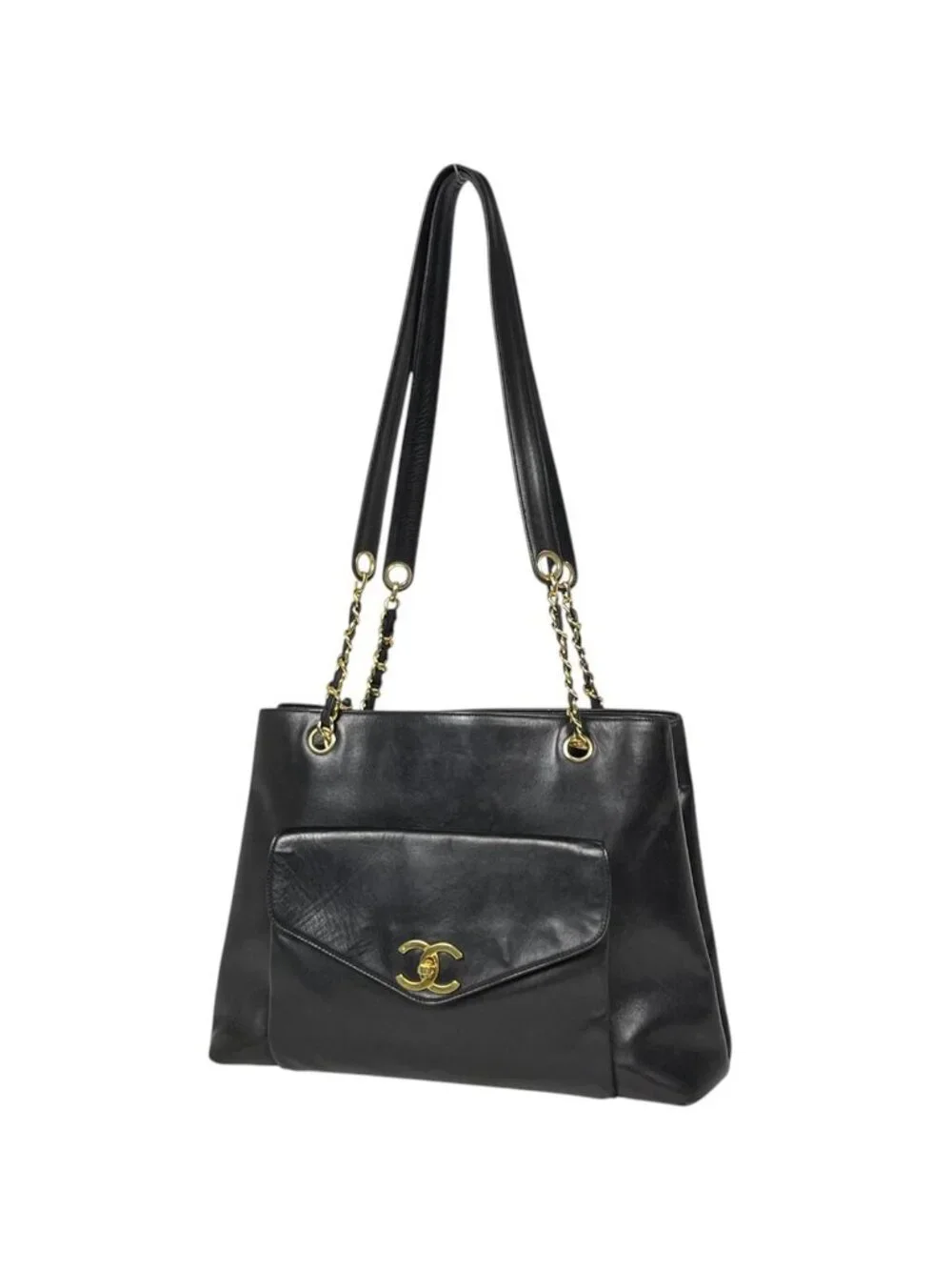 Chanel Tote CC Logo Leather Black